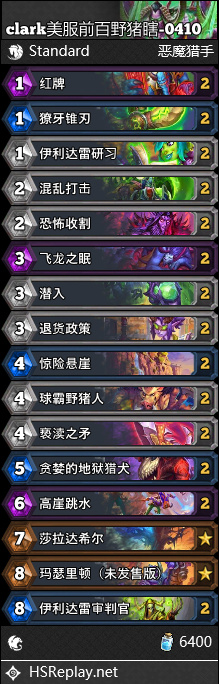 炉石传说标准野猪瞎卡组代码分享