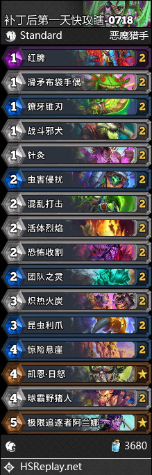 炉石传说快攻瞎卡组代码67月