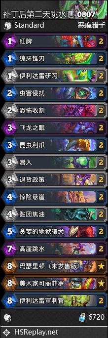 炉石传说标准跳水瞎卡组代码8月